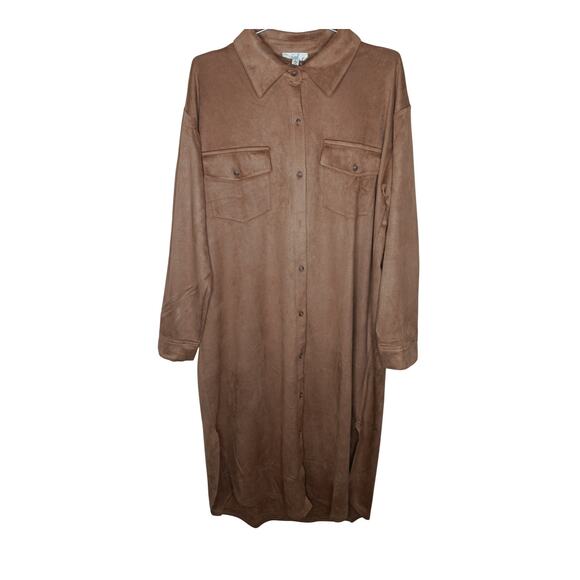 Easel Los Angeles Oversized Shirt Jacket Coat Camel Brown L NWT Soft Stretch - Picture 2 of 12